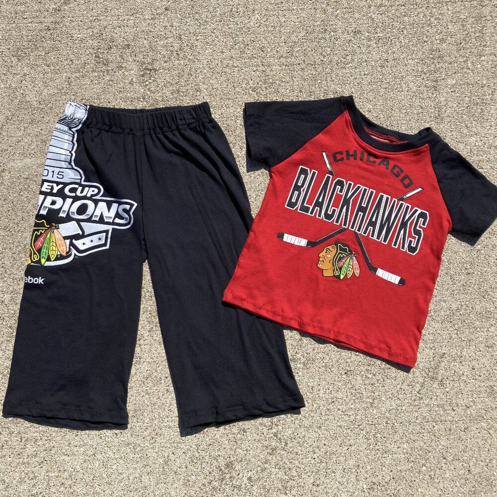Chicago Blackhawks Handmade gift T shirt toddler hockey pajama set size 2t
